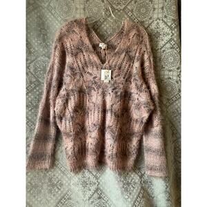NWT World Market V Neck Sweater Recycled Wool Women's One Size
